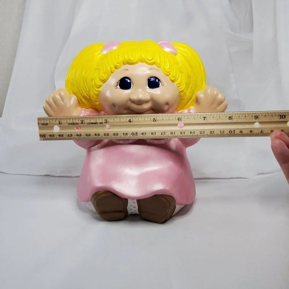 Cabbage Patch Kids Ceramic Figure hand painted Pink Blonde Girl 7.5 inches Tall